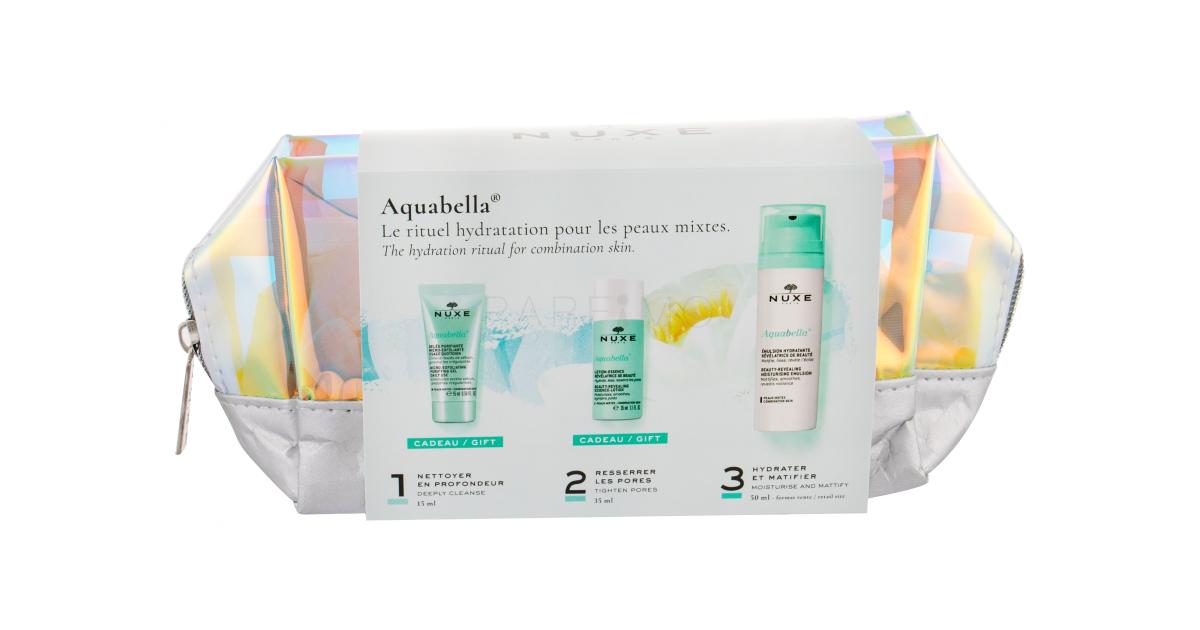 NUXE Aquabella Beauty-Revealing Geschenkset Feuchtigkeitsemulsion 50 ml +  Reinigungsgel 15 ml + Gesichtswasser 35 ml + Kosmetiktasche