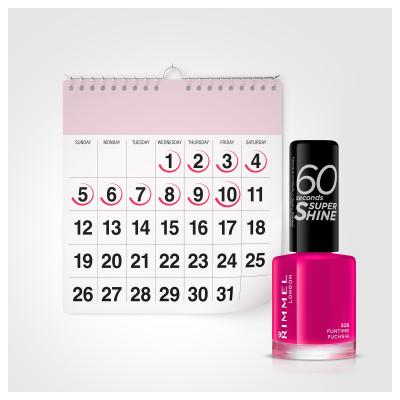 Rimmel London 60 Seconds Super Shine Nagellack für Frauen 8 ml Farbton  323 Funtime Fuchsia