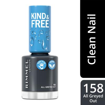 Rimmel London Kind &amp; Free Nagellack für Frauen 8 ml Farbton  158 All Greyed Out
