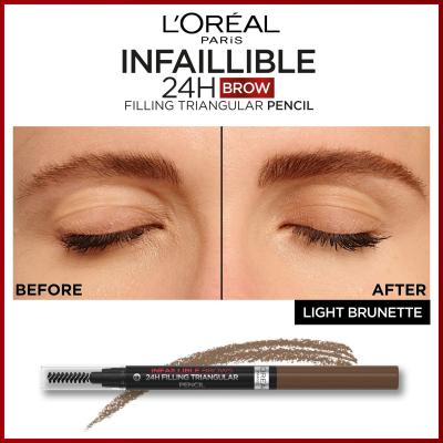 L&#039;Oréal Paris Infaillible Brows 24H Filling Triangular Pencil Augenbrauenstift für Frauen 1 ml Farbton  05 Brunette