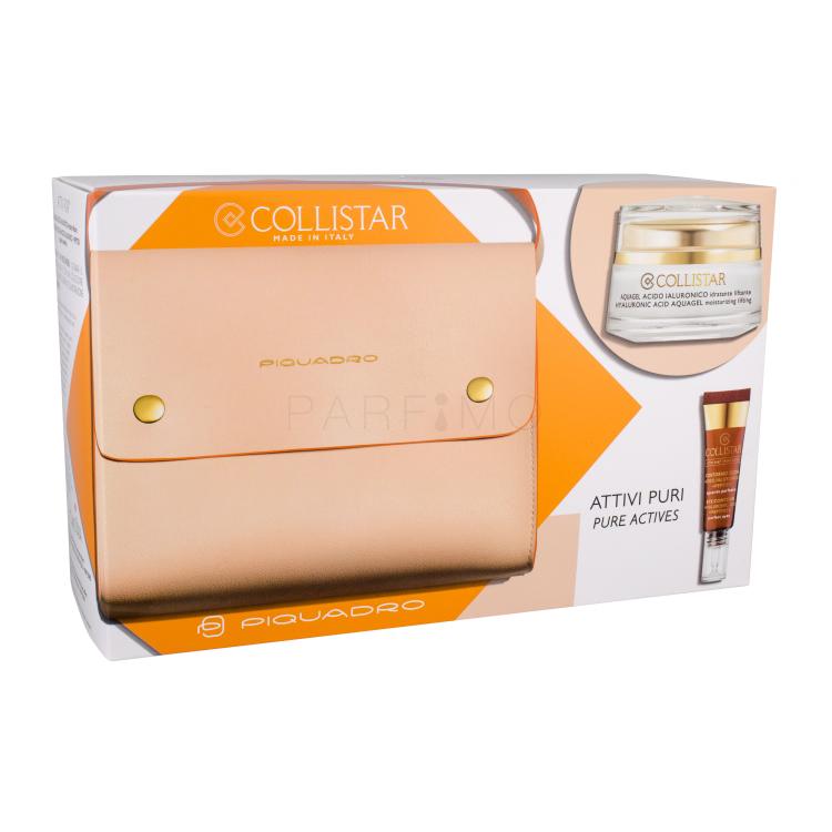 Collistar Pure Actives Hyaluronic Acid Aquagel Geschenkset tägliche Gesichtspflege 50ml + Augenpflege 7,5ml + Handtasche