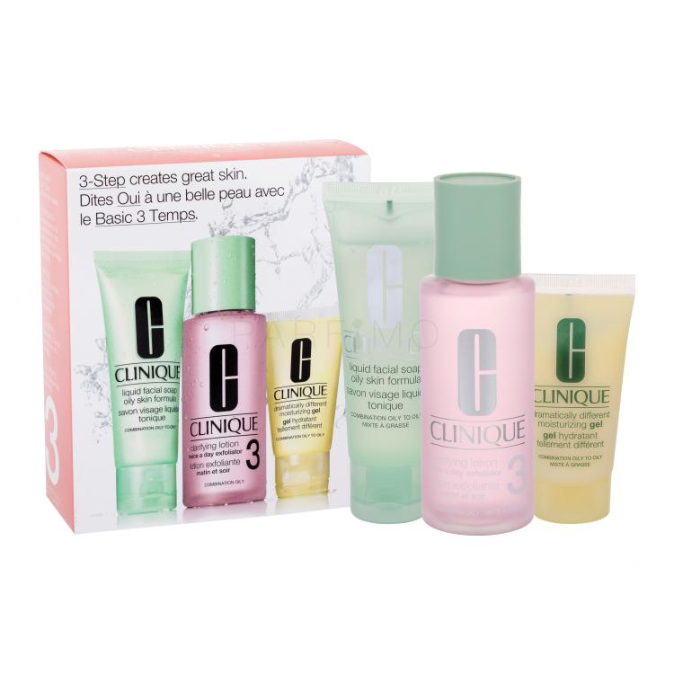 Clinique 3-Step Skin Care Geschenkset 50ml All About Clean Liquid Facial Soap Oily Skin + 100ml Clarifying Lotion 3 + 30ml Dramatically Different Moisturizing Gel