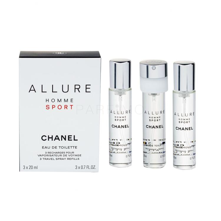 Chanel Allure Homme Sport 3x20 ml Eau de Toilette für Herren Nachfüllung 20 ml
