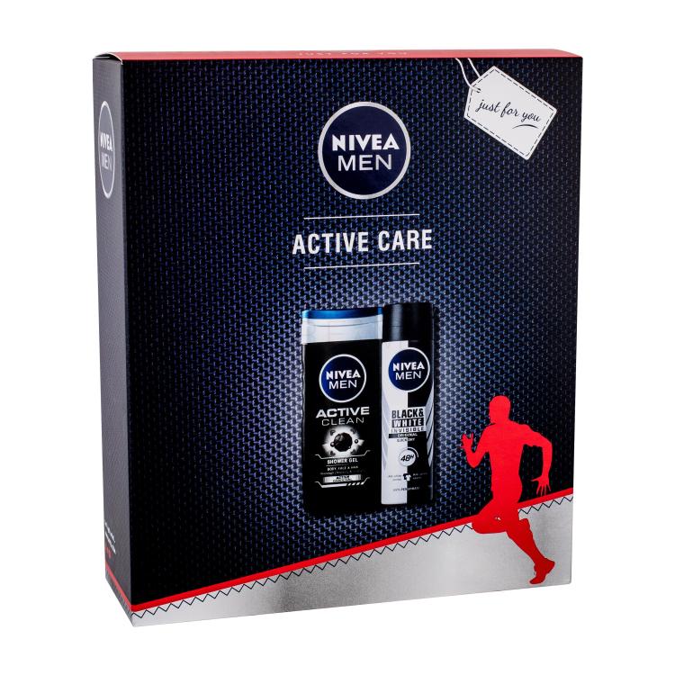 Nivea Men Active Clean Geschenkset Duschgel 250 ml + Antiperspirant Men Invisible Black &amp; White Original 150 ml