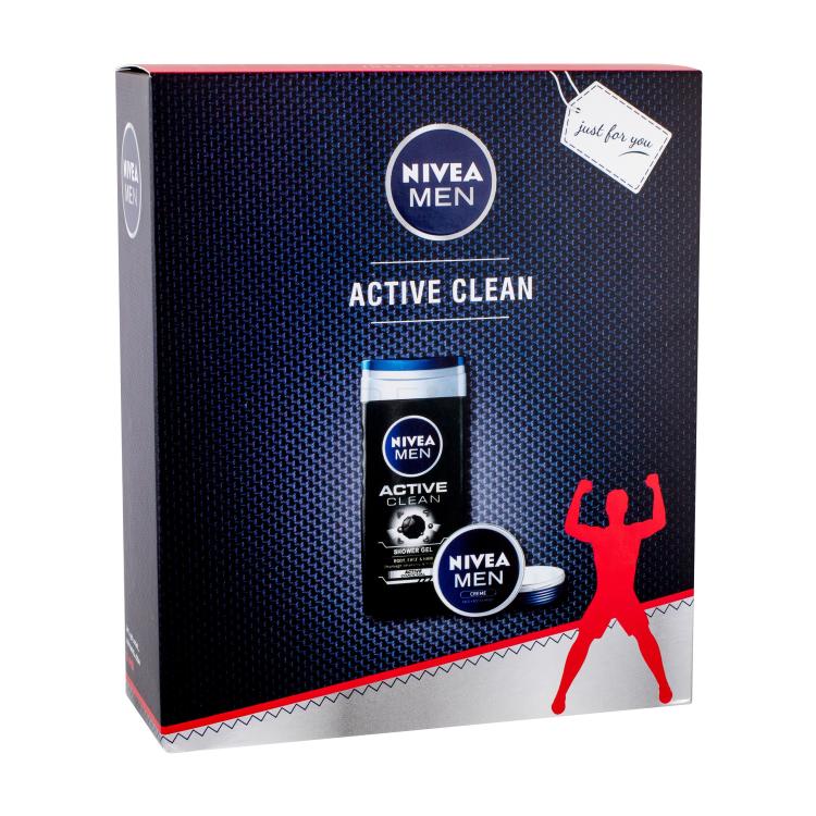 Nivea Men Active Clean Geschenkset Duschgel 250 ml + Universelle Creme Men Creme 75 ml