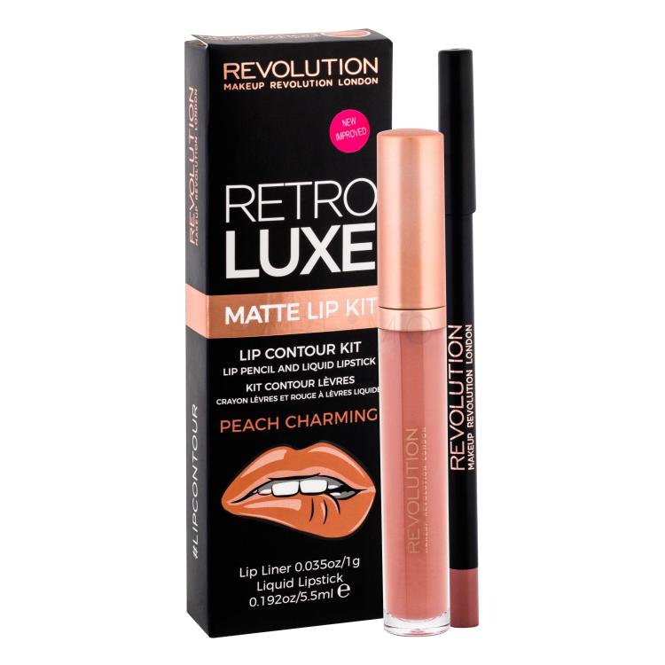 Makeup Revolution London Retro Luxe Matte Lip Kit Geschenkset Flüssig-Lippenstift 5,5 ml + Lippenkonturenstift 1 g