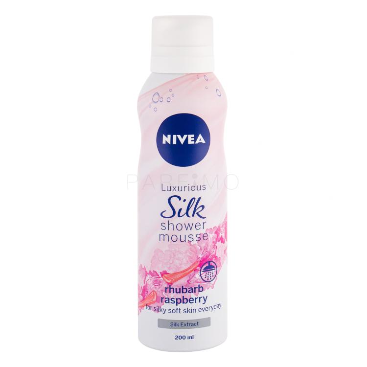 Nivea Silk Mousse Rhubarb Raspberry Duschschaum für Frauen 200 ml