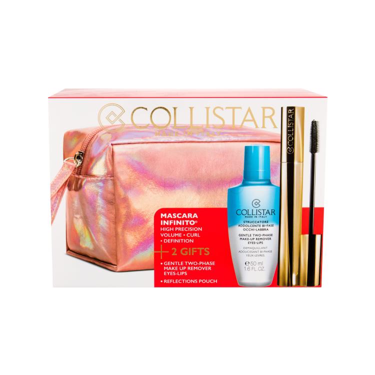 Collistar Infinito Geschenkset Mascara 11 ml + Zwei-Phasen Make-up-Entferner Gentle Two Phase 50 ml + Kosmetiktasche