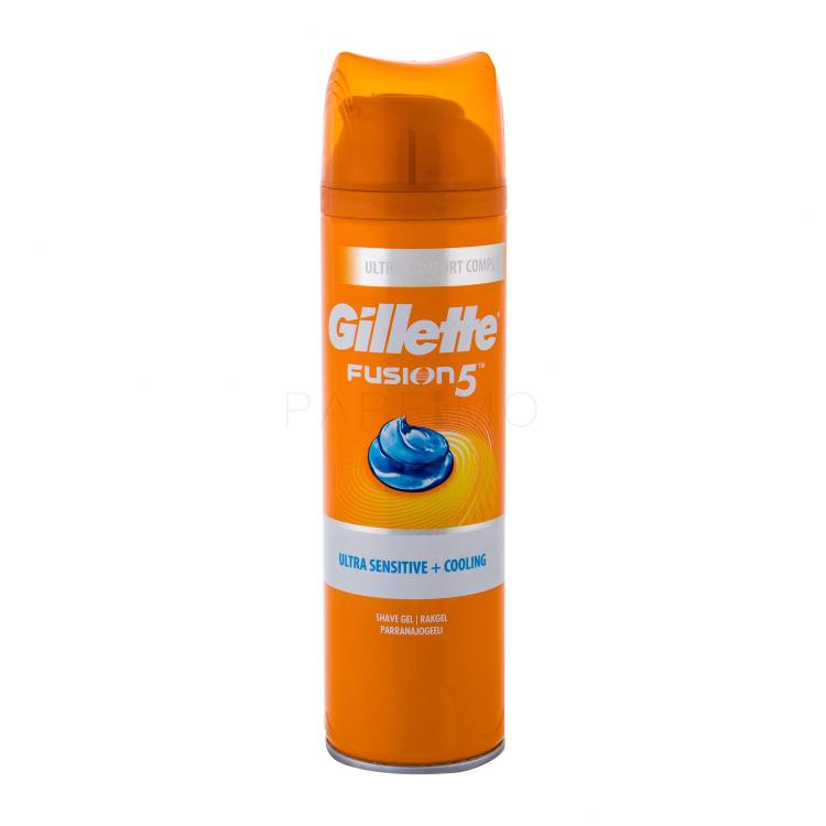 Gillette Fusion5 Ultra Sensitive + Cooling Rasiergel für Herren 200 ml
