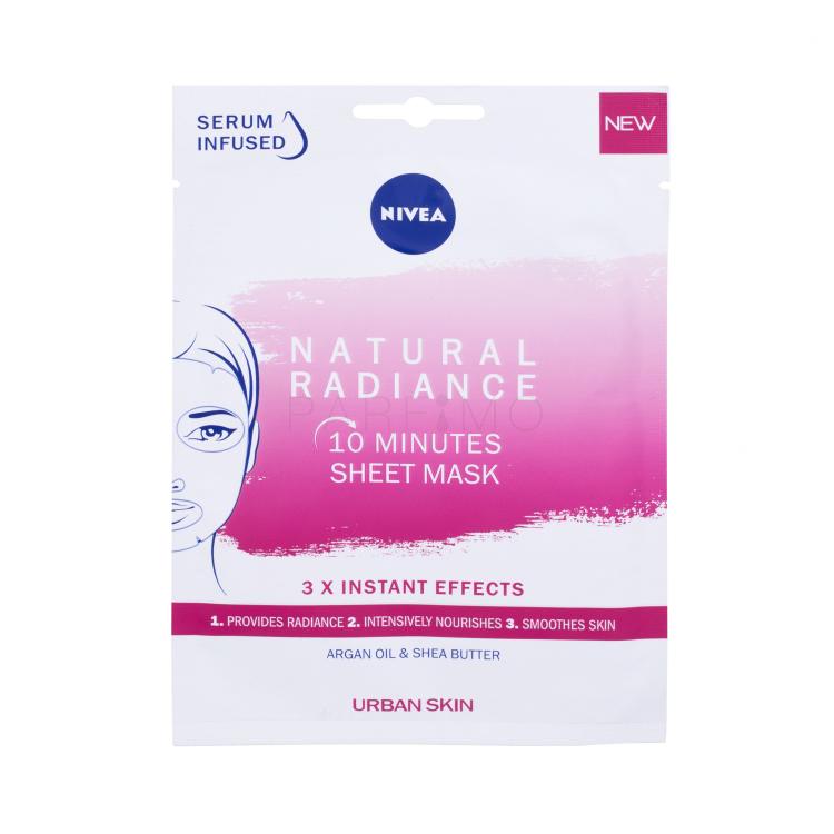 Nivea Natural Radiance 10 Minutes Sheet Mask Gesichtsmaske für Frauen 1 St.