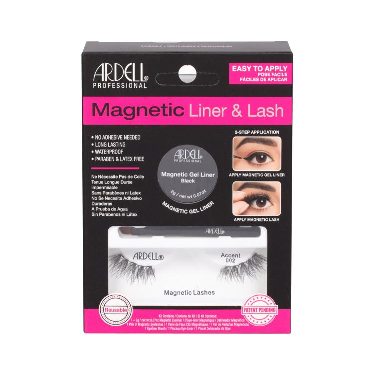 Ardell Magnetic Liner &amp; Lash Accent 002 Geschenkset Magnetwimpern Accent 002 1 Paar + Magnetic Gel Eyeliner 2 g Black + Eyeliner-Bürste 1 St.