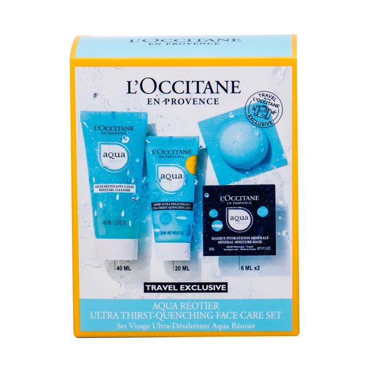 L&#039;Occitane Aqua Réotier Geschenkset Tagespflege 20 ml + Reinigungsgel 40 ml + Gesichtsmaske 2 x 6 ml
