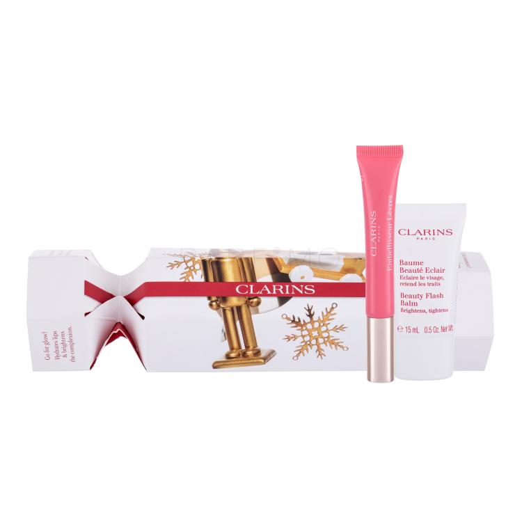 Clarins Beauty Flash Balm Kit Geschenkset Gesichtsbalsam 15 ml + Lipgloss 01 Rose Shimmer 12 ml
