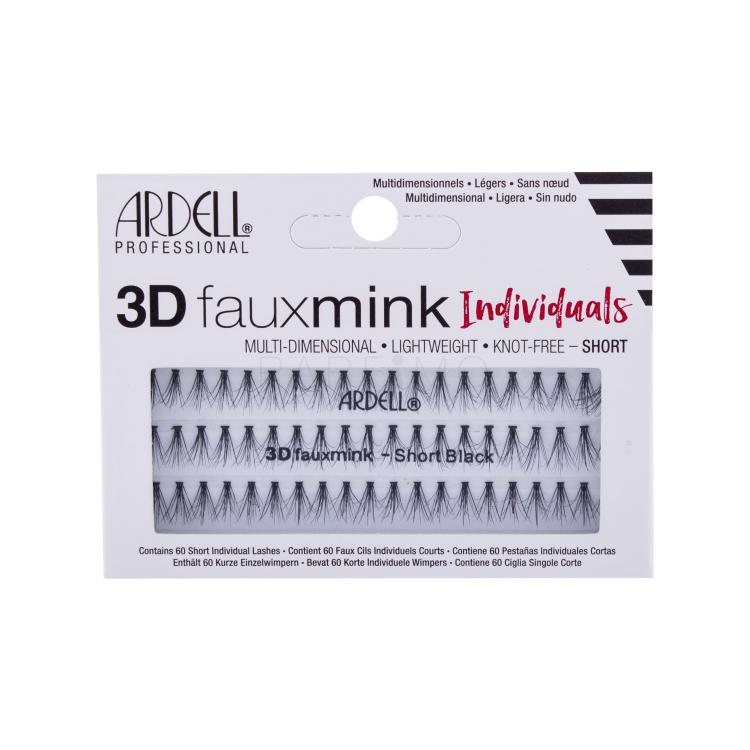 Ardell 3D Faux Mink Individuals Short Falsche Wimpern für Frauen 60 St. Farbton  Black