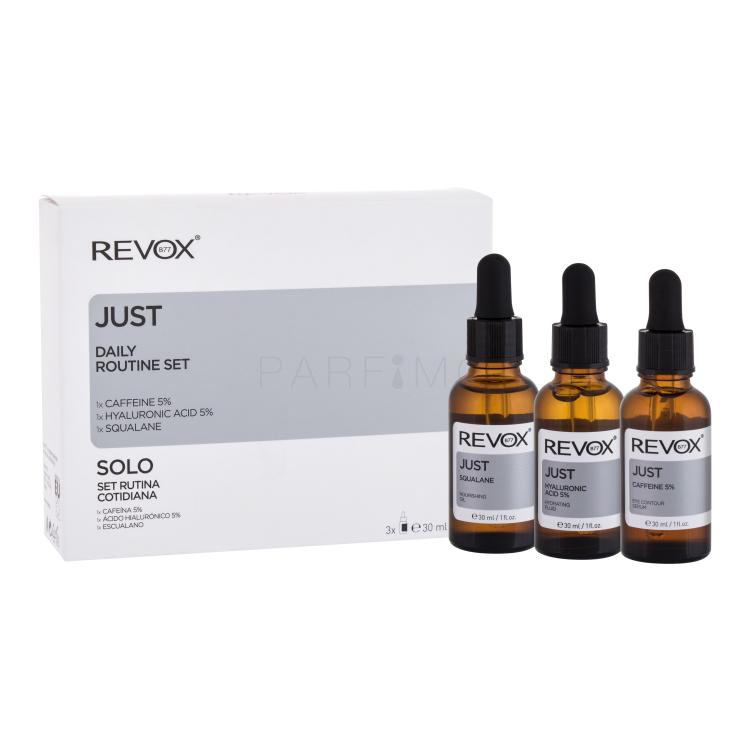 Revox Just Daily Routine Set Geschenkset Gesichtsserum B77 Just Hyaluronic Acid 5% 30 ml + Augenserum B77 Just Caffeine 5% 30 ml + Gesichtsöl B77 Just Squalane 30 ml