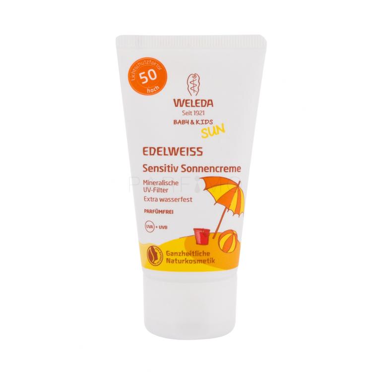 Weleda Baby &amp; Kids Sun Edelweiss Sunscreen Sensitive SPF50 Sonnenschutz für Kinder 50 ml