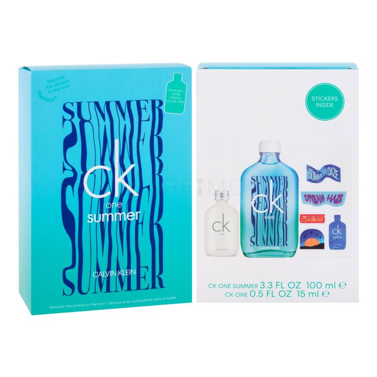 Calvin Klein CK One Summer 2021 Geschenkset Edt 100 ml + Edt CK One 15 ml + Sticker