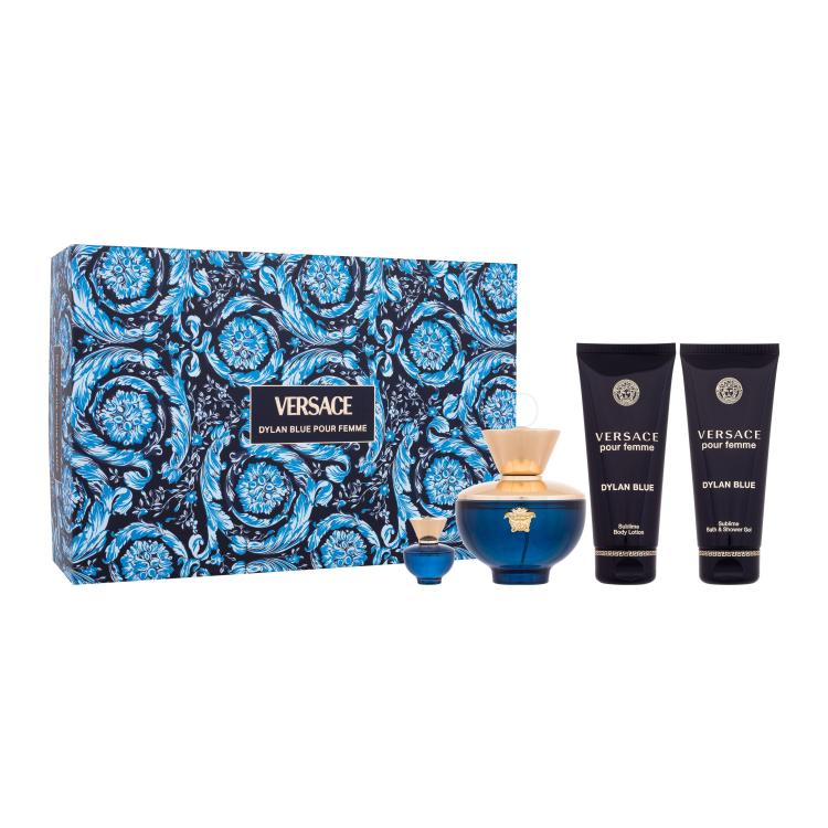 Versace Pour Femme Dylan Blue Geschenkset Edp 100 ml + Edp 5 ml + Körpermilch 100 ml + Duschgel 100 ml