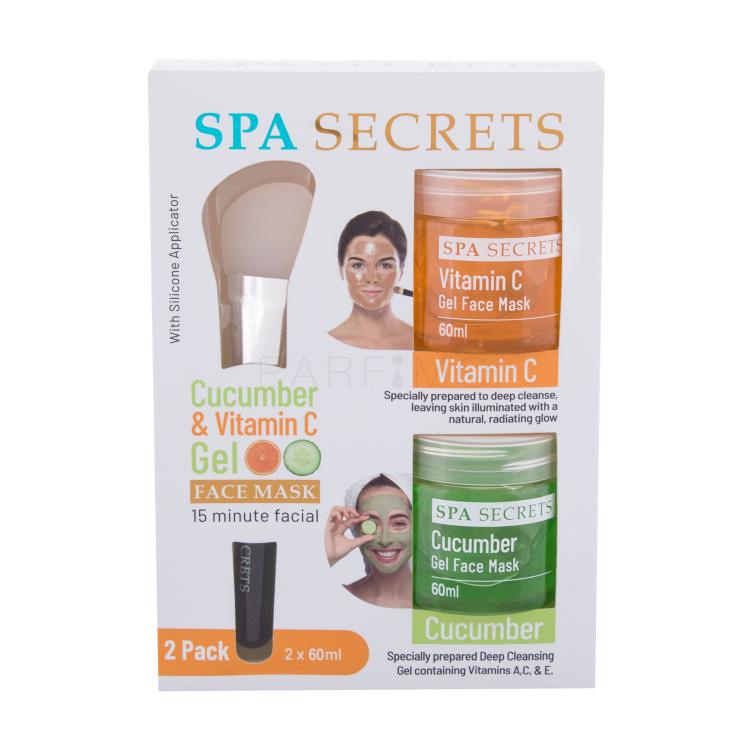 Xpel Spa Secrets Geschenkset Gesichtsmaske Spa Secrets Cucumber Gel Face Mask 60 ml + Gesichtsmaske Spa Secrets Vitamin C Gel Face Mask 60 ml + Kosmetikpinsel