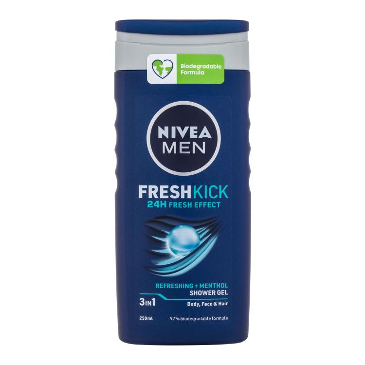 Nivea Men Fresh Kick Shower Gel 3in1 Duschgel für Herren 250 ml