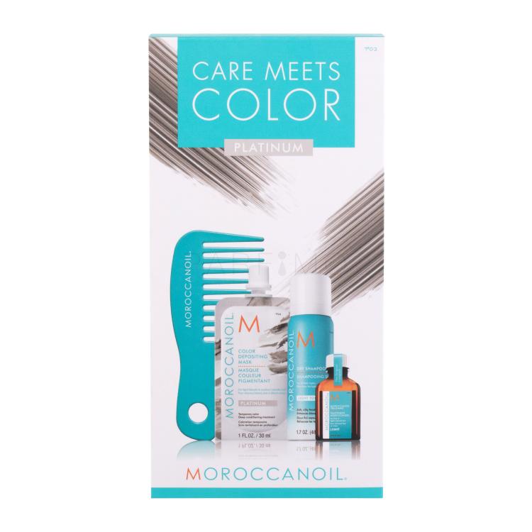 Moroccanoil Care Meets Color Geschenkset Haarmaske Color Depositing Mask 30 ml + Trockenshampoo Dry Shampoo Light Tones 65 ml + Haaröl Treatment Light Oil 15 ml + Mini-Haarkamm