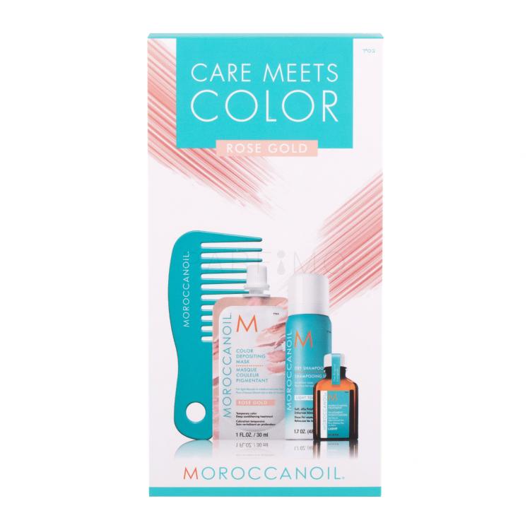 Moroccanoil Care Meets Color Geschenkset Haarmaske Color Depositing Mask 30 ml + Trockenshampoo Dry Shampoo Light Tones 65 ml + Haaröl Treatment Light Oil 15 ml + Mini-Haarkamm