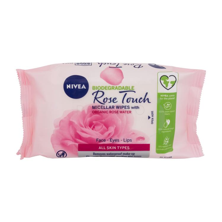 Nivea Rose Touch Micellar Wipes With Organic Rose Water Reinigungstücher für Frauen 25 St.