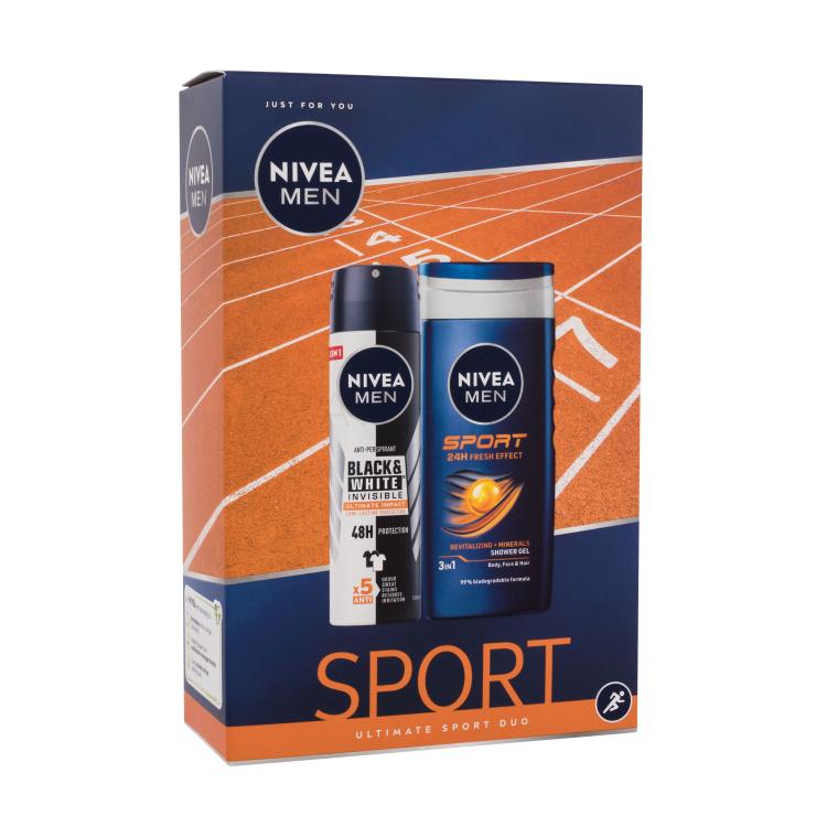 Nivea Men Sport Ultimate Sport Duo Geschenkset Duschgel Men Sport 250 ml + Antiperspirant Black &amp; White Invisible Ultimate Impact 150 ml