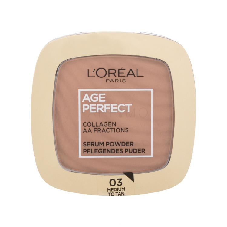 L&#039;Oréal Paris Age Perfect Serum Powder Puder für Frauen 9 g Farbton  03 Medium To Tan