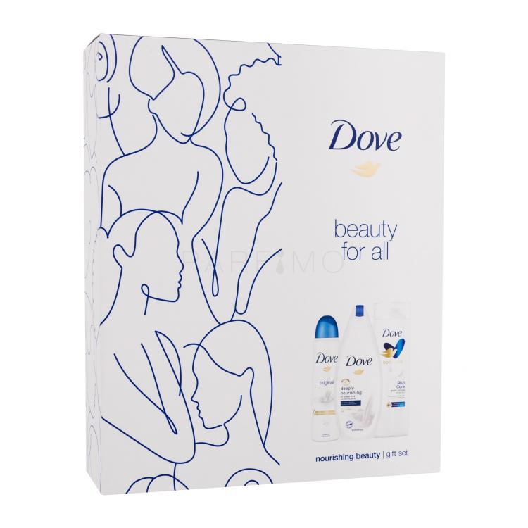 Dove Nourishing Beauty Gift Set Geschenkset Duschgel Deeply Nourishing 250 ml + Körpermilch Rich Care 250 ml + Antiperspirant Original 150 ml