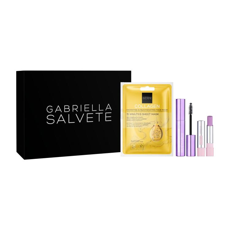 Gabriella Salvete Gift Box Geschenkset Panoramico Argan Oil Volume Mascara 13 ml + Lippenbalsam Miracle Lip Balm 4 g No. 103 + Gesichtsmaske Collagen Hydrating &amp; Rejuvenating Face Mask 1 St.