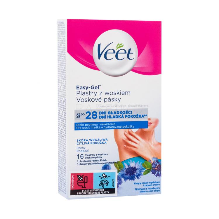 Veet Easy-Gel Wax Strips Armpit Sensitive Skin Depilationspräparat für Frauen 16 St.