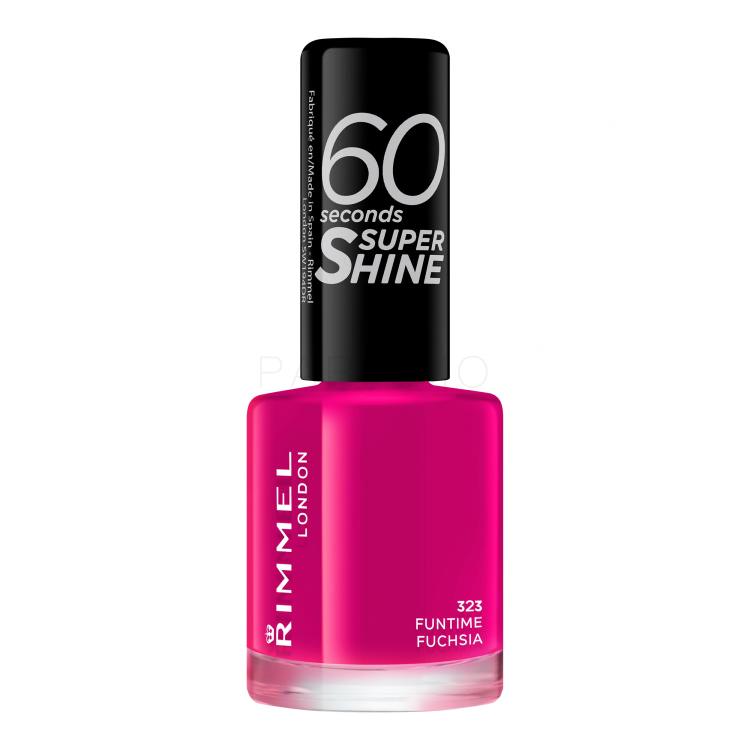 Rimmel London 60 Seconds Super Shine Nagellack für Frauen 8 ml Farbton  323 Funtime Fuchsia