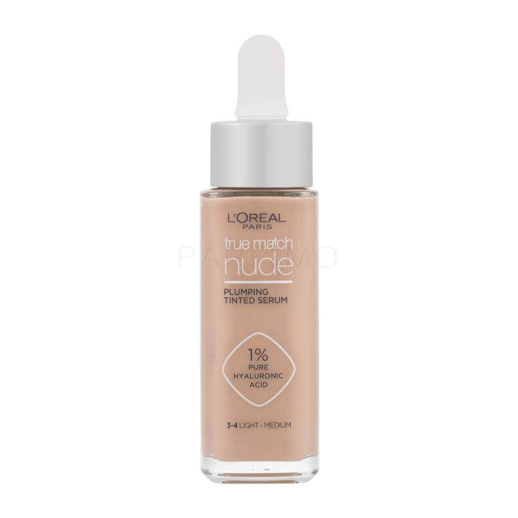 L&#039;Oréal Paris True Match Nude Plumping Tinted Serum Foundation für Frauen 30 ml Farbton  3-4 Light-Medium