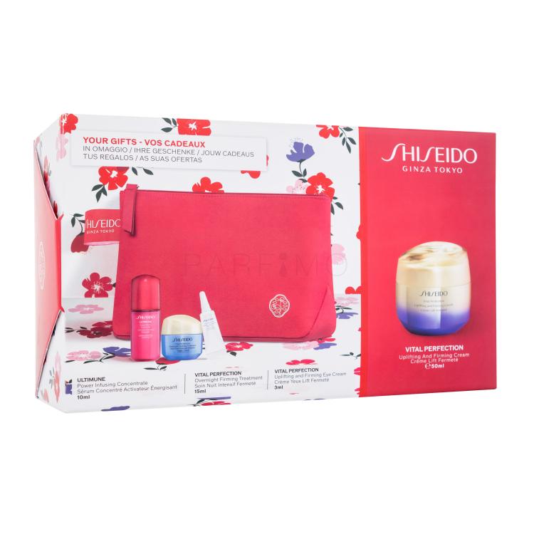 Shiseido Vital Perfection Lifting &amp; Firming Program Geschenkset Tagescreme Vital Perfection Uplifting and Firming Cream 50 ml + Gesichtsserum Ultimune Power Infusing Concentrate 10 ml + Nachtcreme Vital Perfection Overnight Firming Treatment 15 ml + Augencreme Vital Perfection Uplifting and Firming 