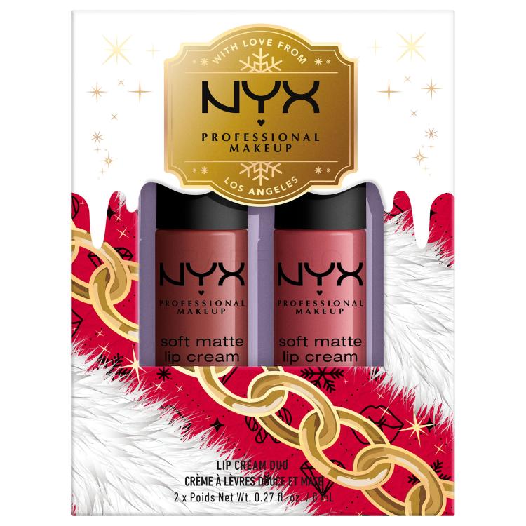 NYX Professional Makeup Mrs. Claus Lip Cream Duo Geschenkset Lippenstift Soft Matte Lip Cream 8 ml Rome + Lippenstift Soft Matte Lip Cream 8 ml Cannes