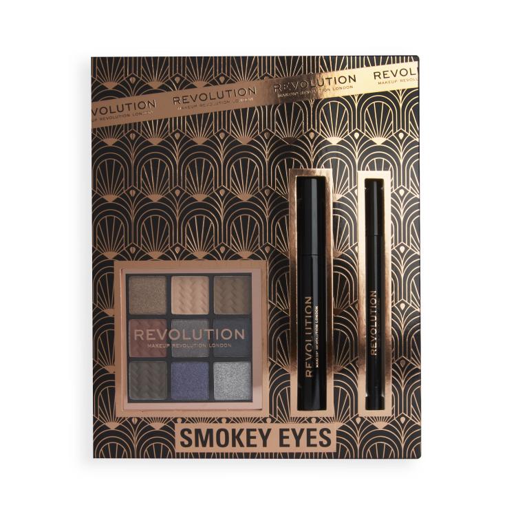 Makeup Revolution London Smokey Eyes Geschenkset Lidschatten-Palette Reloaded Palette 8,1 g Sultry + Mascara 8 g Black + Kajalstift Eyeliner Pencil 1,15 g Black