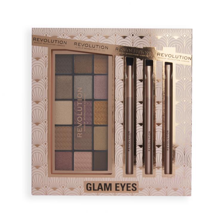 Makeup Revolution London Glam Eyes Geschenkset Lidschatten-Palette Reloaded Palette 16,5 g + Kosmetikpinsel 3 St.