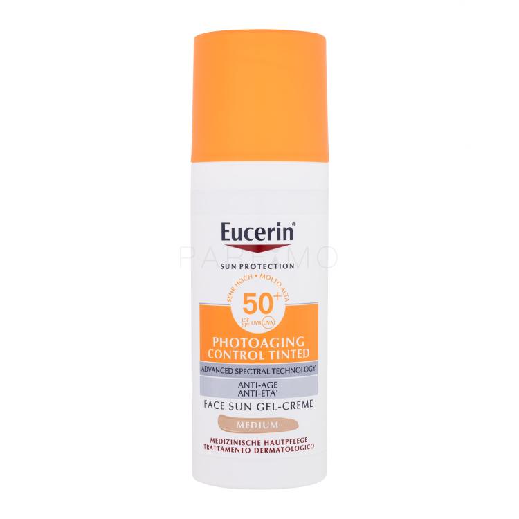 Eucerin Sun Protection Photoaging Control Tinted Gel-Cream SPF50+ Sonnenschutz fürs Gesicht für Frauen 50 ml Farbton  Medium