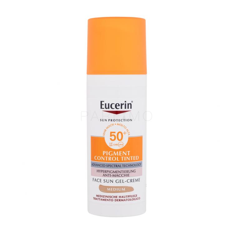 Eucerin Sun Protection Pigment Control Tinted Gel-Cream SPF50+ Sonnenschutz fürs Gesicht für Frauen 50 ml Farbton  Medium