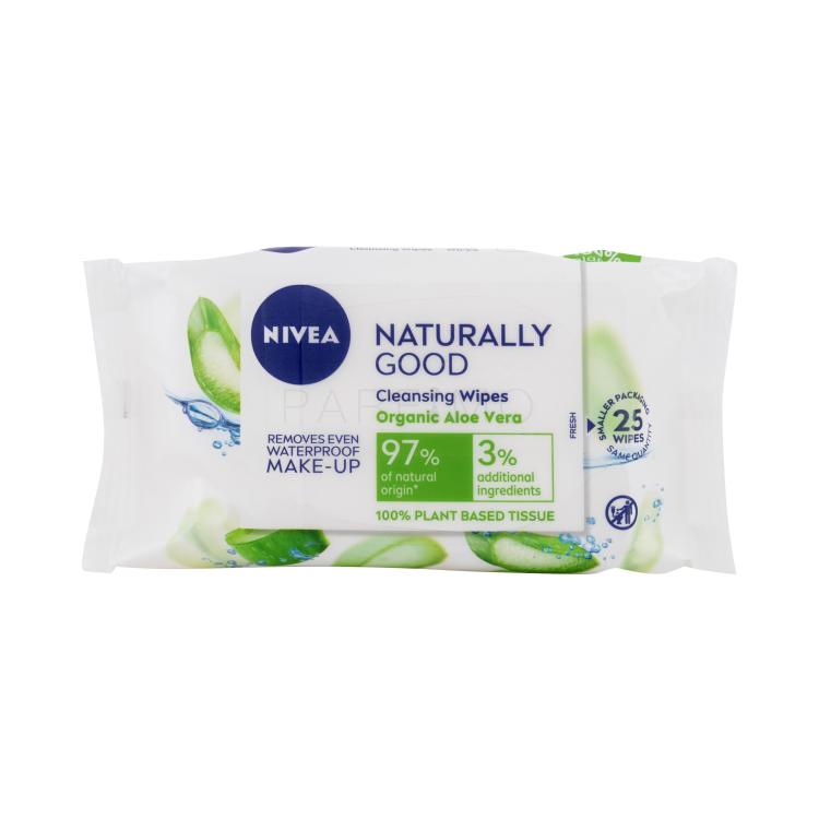 Nivea Naturally Good Organic Aloe Vera Reinigungstücher für Frauen 25 St.