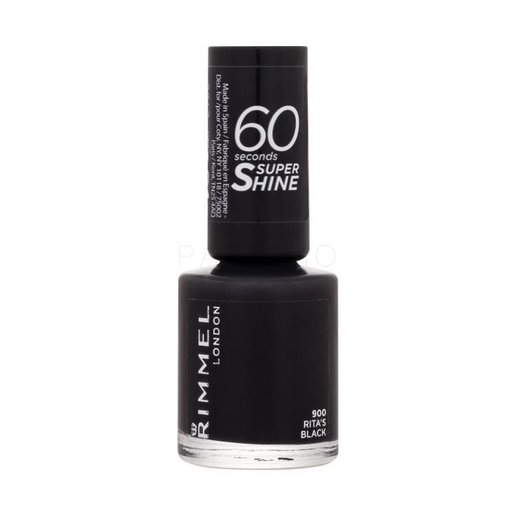 Rimmel London 60 Seconds Super Shine Nagellack für Frauen 8 ml Farbton  900 Rita´s Black
