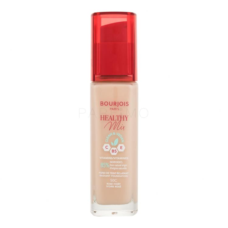 BOURJOIS Paris Healthy Mix Clean &amp; Vegan Radiant Foundation Foundation für Frauen 30 ml Farbton  50C Rose Ivory