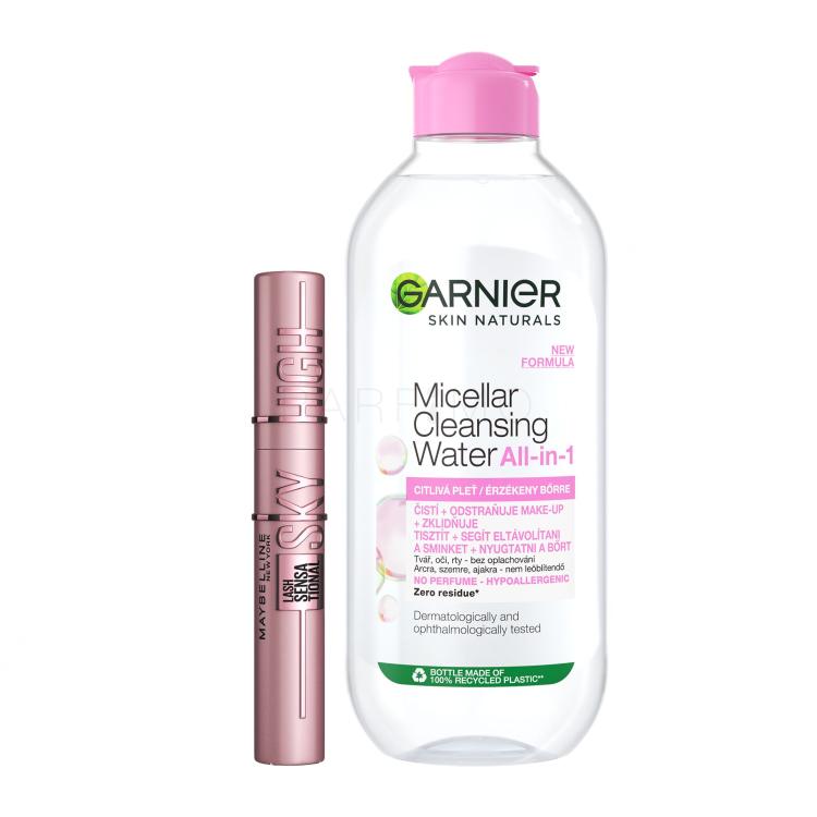 Set Mizellenwasser Garnier Skin Naturals Micellar Water All-In-1 Sensitive + Mascara Maybelline Lash Sensational Sky High