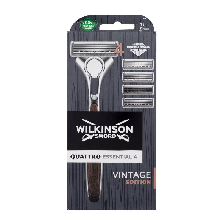 Wilkinson Sword Quattro Essential 4 Vintage Edition Rasierer für Herren Set