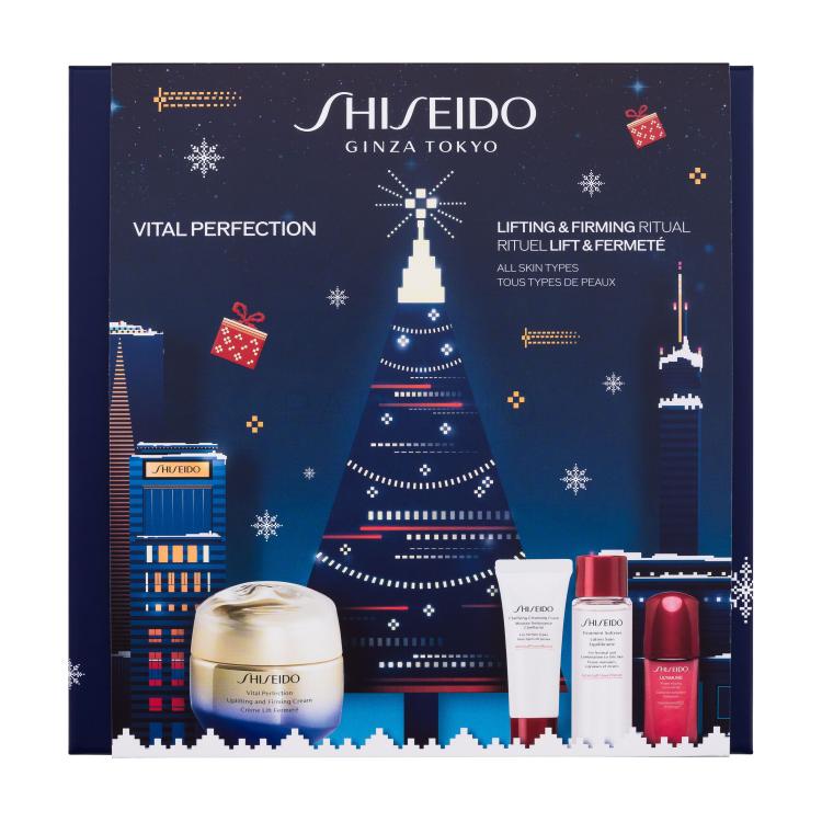 Shiseido Vital Perfection Lifting &amp; Firming Ritual Geschenkset Tagescreme Vital Perfection 50 ml + Reinigungsschaum Clarifying Cleansing Foam 15 ml + Gesichtstonikum Treatment Lotion 30 ml + Gesichtsserum Ultimune 10 ml