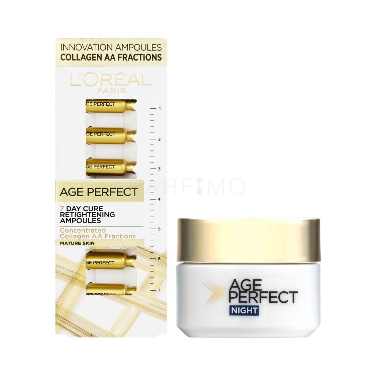 Set Gesichtsserum L&#039;Oréal Paris Age Perfect 7 Day Cure Retightening Ampoules + Nachtcreme L&#039;Oréal Paris Age Perfect