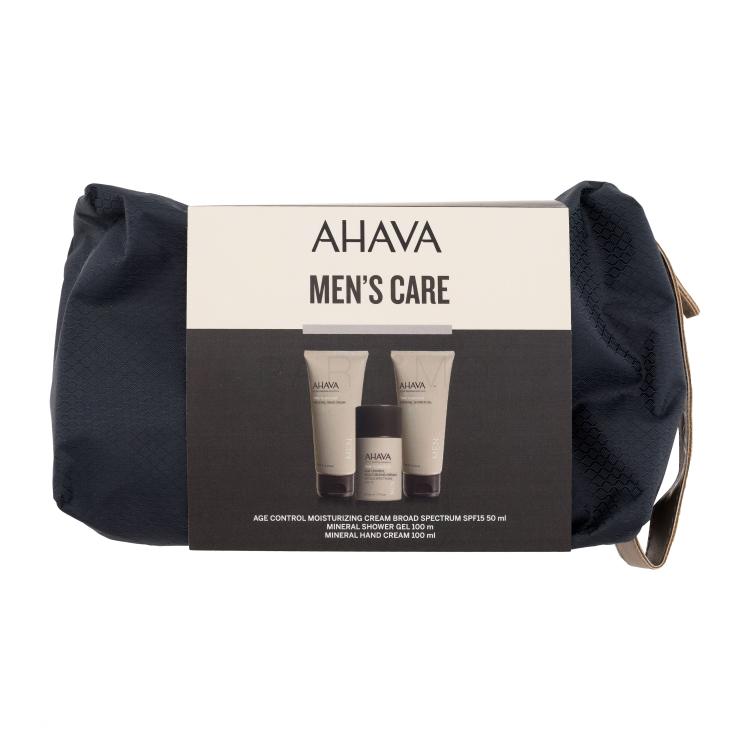AHAVA Men Time To Energize Geschenkset Gesichtscreme Age Control Moisturizing Cream 50 ml + Duschgel Mineral Shower Gel 100 ml + Handcreme Mineral Hand Cream 100 ml + Kosmetiktasche