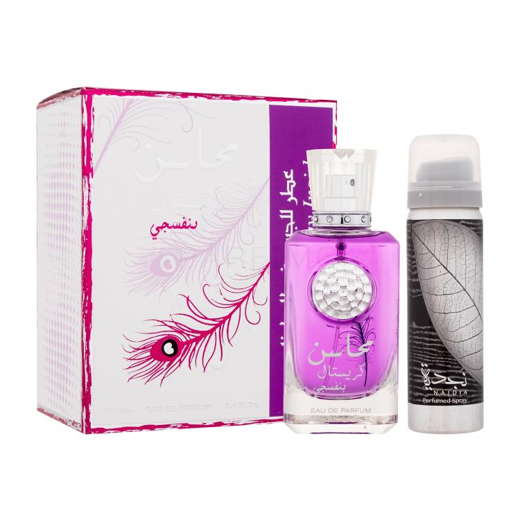 Lattafa Mahasin Crystal Violet Geschenkset Eau de Parfum 100 ml + Deodorant 75 ml