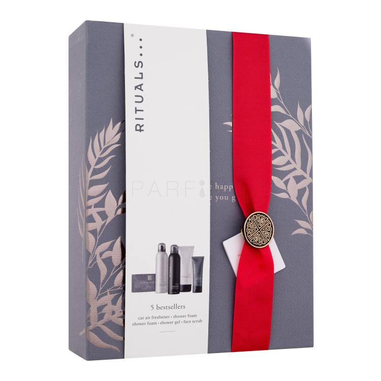 Rituals Homme Gift Set Geschenkset Duschschaum Homme Shower Foam 200 ml + Duschschaum Sport Shower Foam 200 ml + Duschgel Sport Cooling Shower Gel 200 ml + Gesichtspeeling Homme Charcoal Face Scrub 70 ml + Autoduft Luxury Car Air Freshener